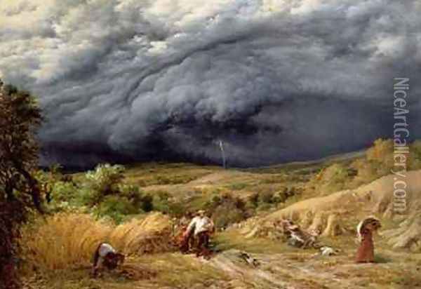 Storm in Harvest 1856 Oil Painting - John Linnell