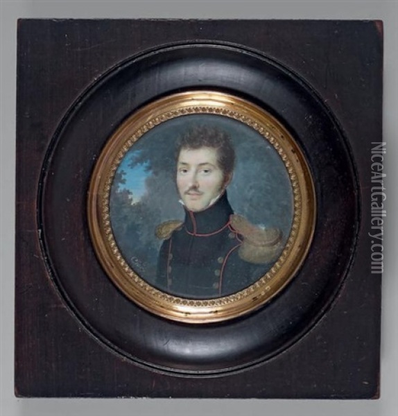 Portrait En Buste D'un Chef De Bataillon D'artillerie Oil Painting - Pierre Charles Cior