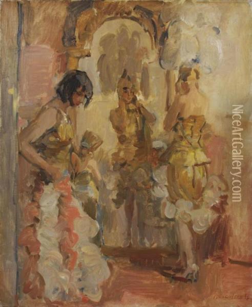 Before The Performance At The Scala Theatre, The Hague Oil Painting - Isaac Israels