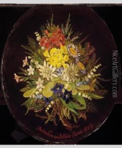 Bucket Of Flowers From The Alps Oil Painting - Anna Stainer-Knittel