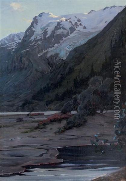 American, - An Alaskanevening, Copper River Oil Painting - Robert Sewell Van Vorst