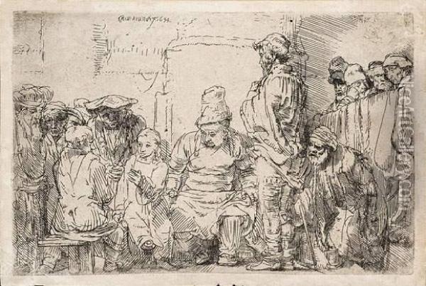 Jesus-christ Au Milieu Des Docteurs. (b. 64). Oil Painting - Rembrandt Van Rijn