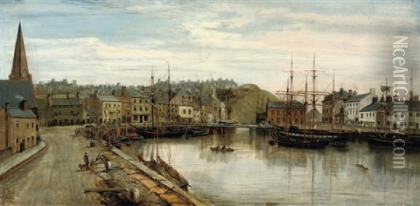 The Old Harbor, Maryport Oil Painting - William Mitchell