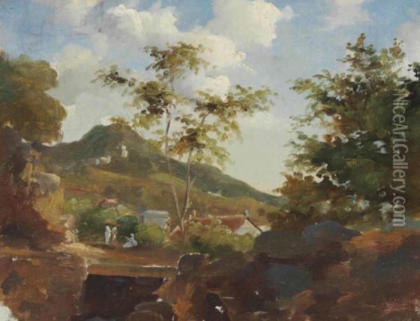 Village Au Pied D'une Colline Oil Painting - Camille Pissarro