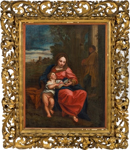 Holy Family In A Landscape Oil Painting - Carlo Maratta