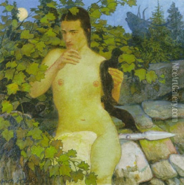 Frauenakt (diana) Oil Painting - Erich Erler-Samedan