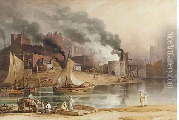 Chester Castle and Skinners Yard Oil Painting - Francis Nicholson