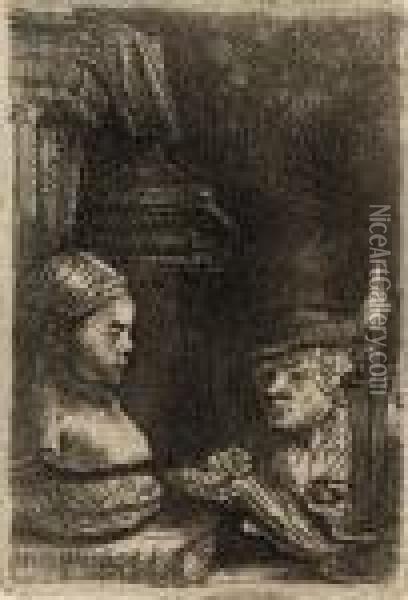 A Man Drawing From A Cast Oil Painting - Rembrandt Van Rijn