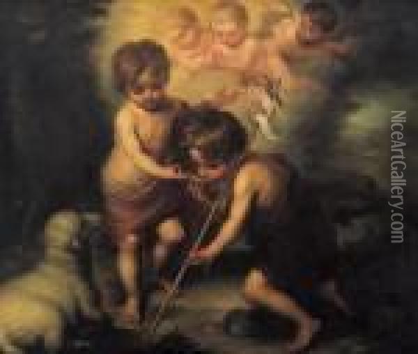 Gesu Bambino E San Giovannino Oil Painting - Bartolome Esteban Murillo