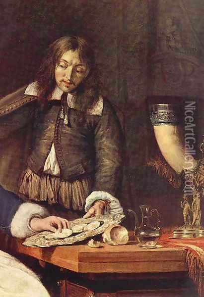 The Breakfast (detail) 1660 Oil Painting - Gabriel Metsu