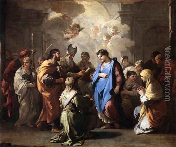 Marriage of the Virgin Oil Painting - Luca Giordano