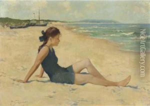 Looking Out To Sea Oil Painting - Hermann Seeger