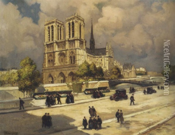 Ile De La Cite Et La Notre-dame, Paris Oil Painting - Fernand Marie Eugene Legout-Gerard