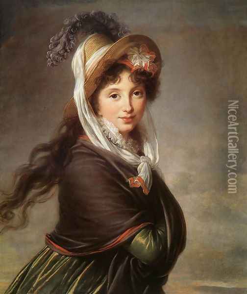 Portrait of a Young Woman c. 1797 Oil Painting - Elisabeth Vigee-Lebrun