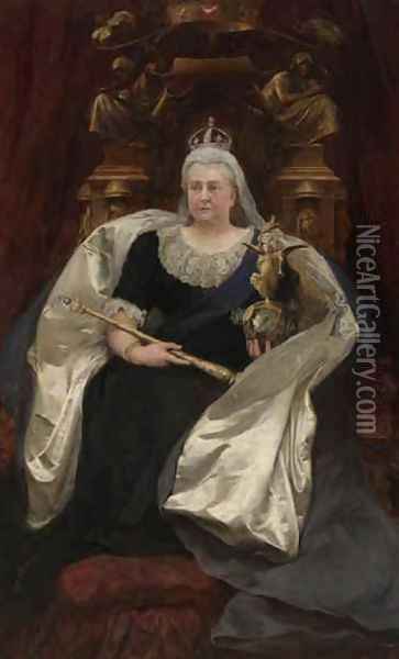 Queen Victoria 1819-1901 Oil Painting - Sir Hubert von Herkomer
