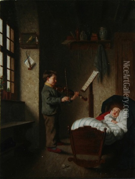 The Young Violin Player Oil Painting - Emilie Preyer