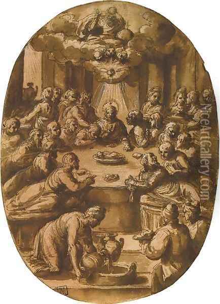 The Last Supper Oil Painting - Roman School