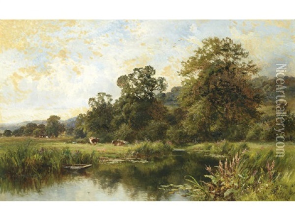 A River Landscape Oil Painting - Walter Wallor Caffyn
