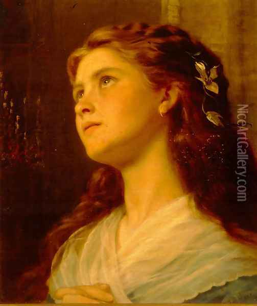 Portrait of a Young Girl Oil Painting - Sophie Gengembre Anderson