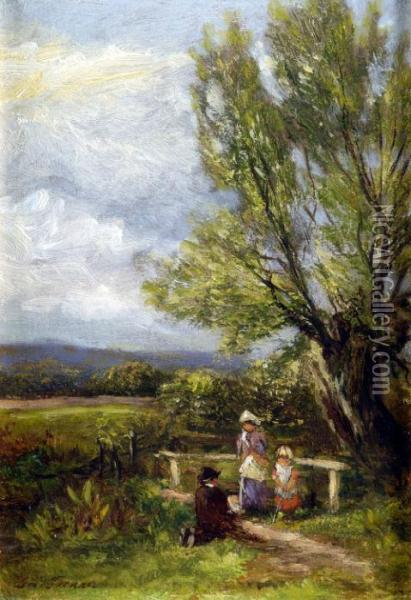 In The Meadows, Near Barrow On Trent Oil Painting - George Turner