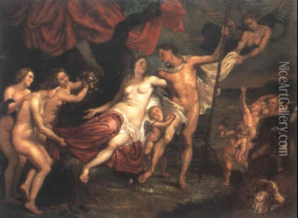 Venus Und Adonis Oil Painting - Willem van Herp the Elder