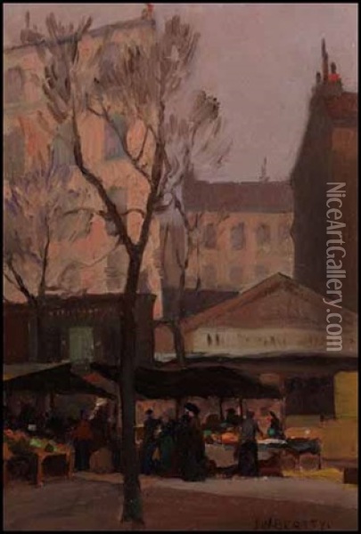 Market Scene Oil Painting - John William Beatty