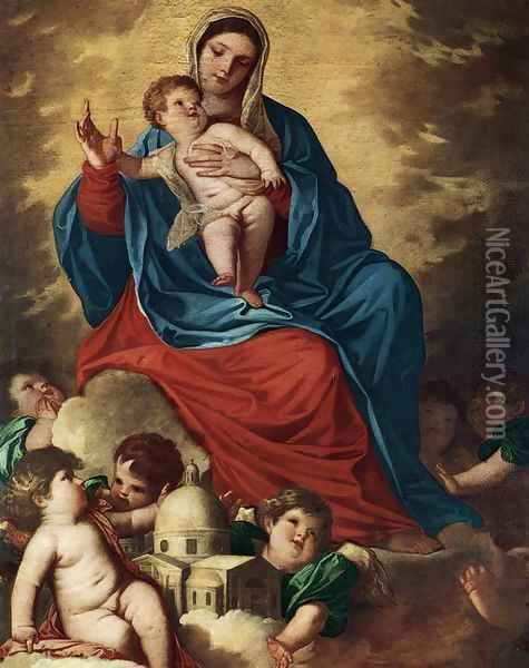 The Madonna with Design of a Shrine Oil Painting - (Alessandro) Padovanino (Varotari)
