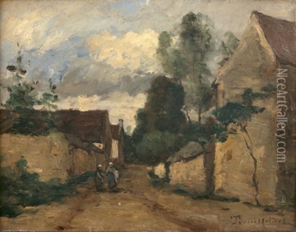 Deux Femmes Dans Une Rue De Village Oil Painting - Paul Desire Trouillebert