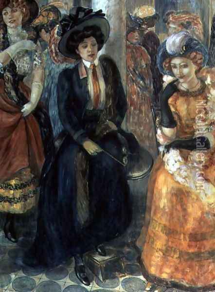 In a Cafe, 1907 Oil Painting - Kuzma Sergeevich Petrov-Vodkin