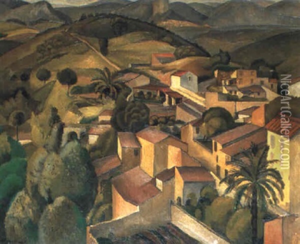 Paysage, Toits Du Village Oil Painting - Jean Hippolyte Marchand