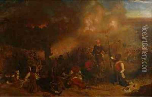 Battle of Tubabecelong Oil Painting - Chevalier Louis-William Desanges