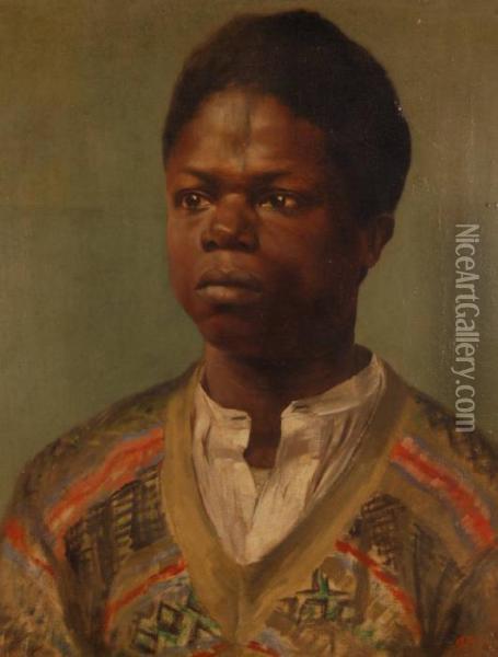 Head And Shoulders Portrait Of A Boy Oil Painting - Glyn Warren Philpot