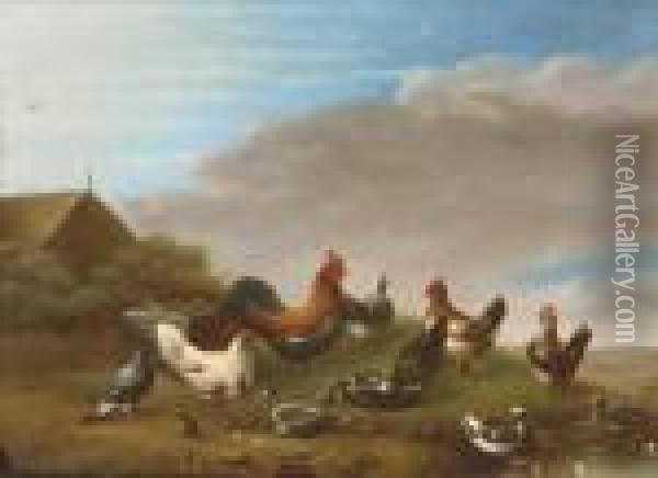 Poultry Oil Painting - Joseph Van Severdonck
