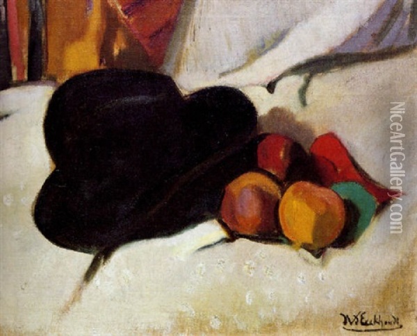 Le Chapeau Noir St Quatre Fruits Oil Painting - Jean Van Den Eeckhoudt