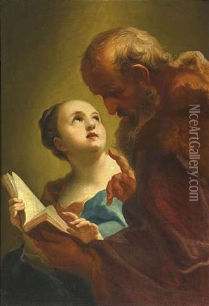 Joseph Unterrichtet Maria Oil Painting - Giambettino Cignaroli
