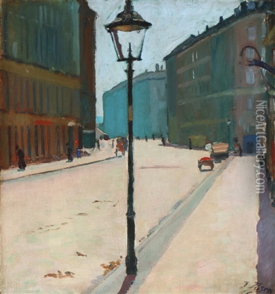 Street Scene Oil Painting - Immanuel Ibsen