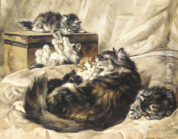 Family time Oil Painting - Henriette Ronner-Knip