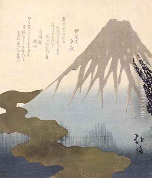 Mount Fuji Under the Snow Oil Painting - Toyota Hokkei