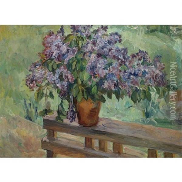 Still Life With Flowers Oil Painting - Aristarkh Vasilevich Lentulov