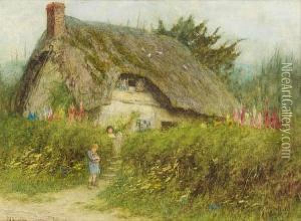 An Old Wiltshire Cottage Oil Painting - Helen Mary Elizabeth Allingham