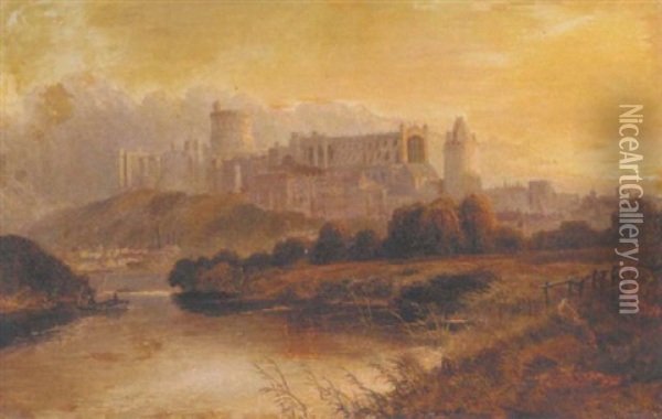 Windsor Castle From The Thames Oil Painting - John C. Syer