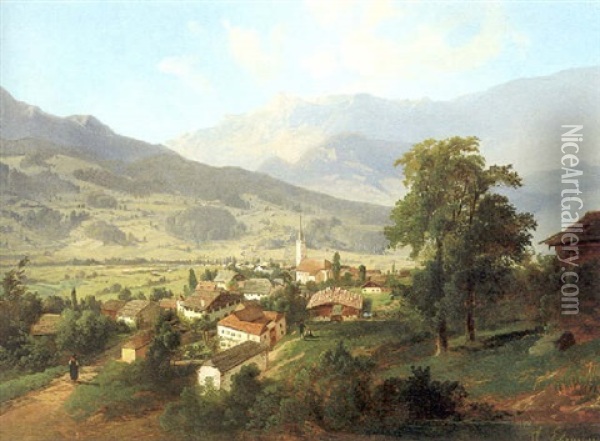 Blick Auf Hofgastein Oil Painting - Theodore von Ehrmanns
