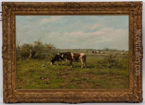 Cows In Pasture Oil Painting - Mariya Alekseeva Fedorova