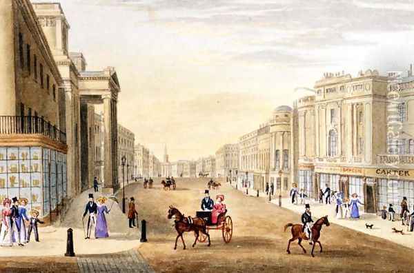 Regent Street, looking north from Hanover Street, c.1830 Oil Painting - George (Sydney) Shepherd
