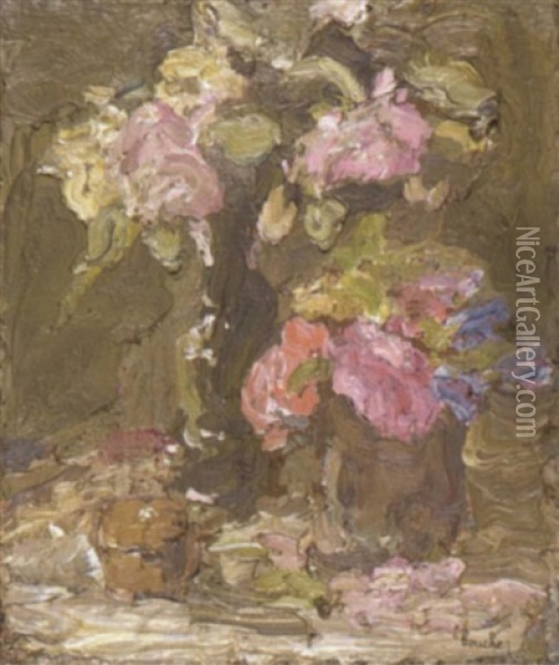Deux Bouquets De Fleurs Oil Painting - Georges Bouche