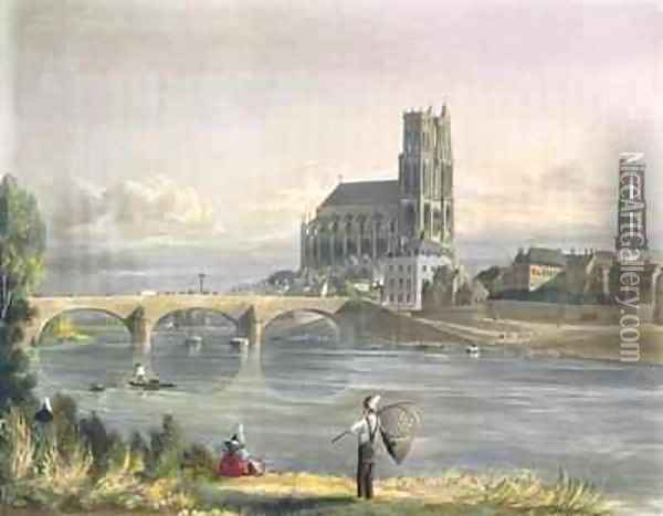 View of Mantes Oil Painting - John Gendall