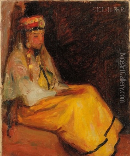 Seated Algerian Women (+ Another; 2 Works) Oil Painting - Robert Henry Logan