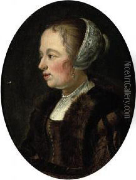 Portrait Of A Lady Oil Painting - Jan De Bray