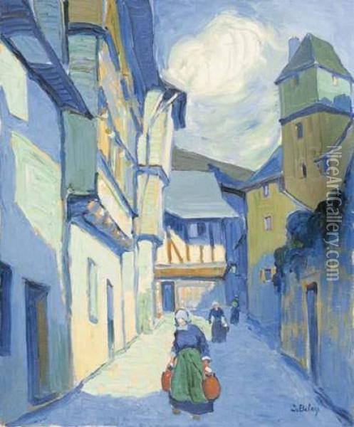 Quimperle, Finistere, 1918, Rue Dom.maurice Oil Painting - Pierre De Belay