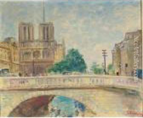 Notre Dame, Paris Oil Painting - Lucien Adrion